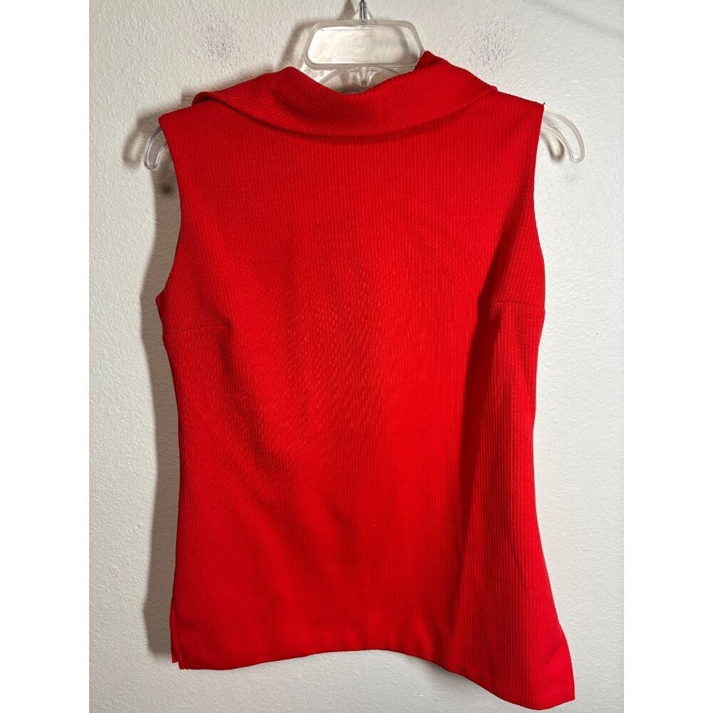 VTG Paul Norton Blouse Business Casual Sleeveless Orange/Red Size 14